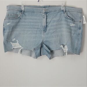 New Old Navy Mid-Rise Boyfriend Light Wash Distressed Shorts Size 24 NWT